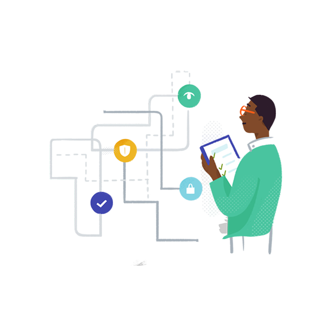 employee looking at data