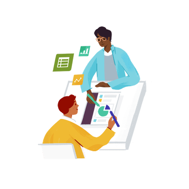 Two co-workers drawing
